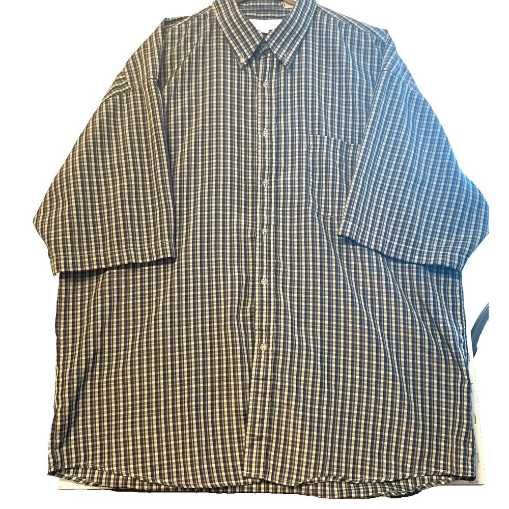 Emvo Button-Down Plaid Shirt Mens XL (18-18 1/2) Soft Cotton Blend Preppy Casual